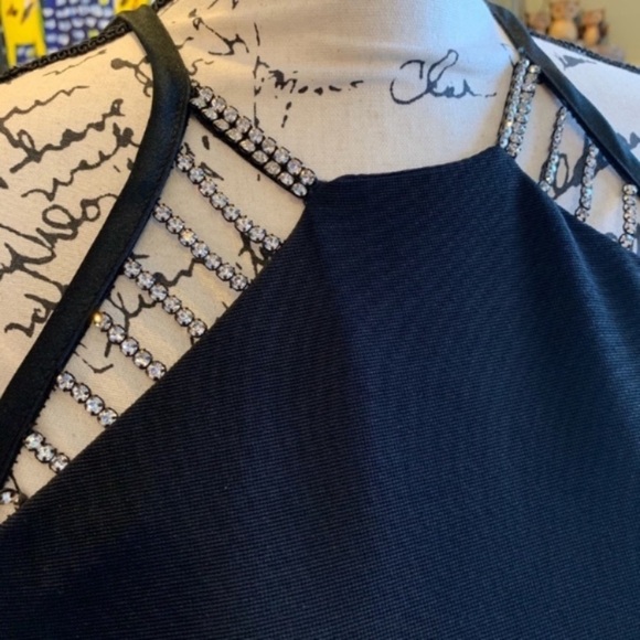 Bari Jay Black Slitted and Jeweled Gown Size Medium - Picture 5 of 7